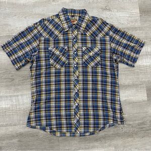 Vintage Authentic Western Youngbloods Mens Plaid Pearl Snap Button Down Shirt
